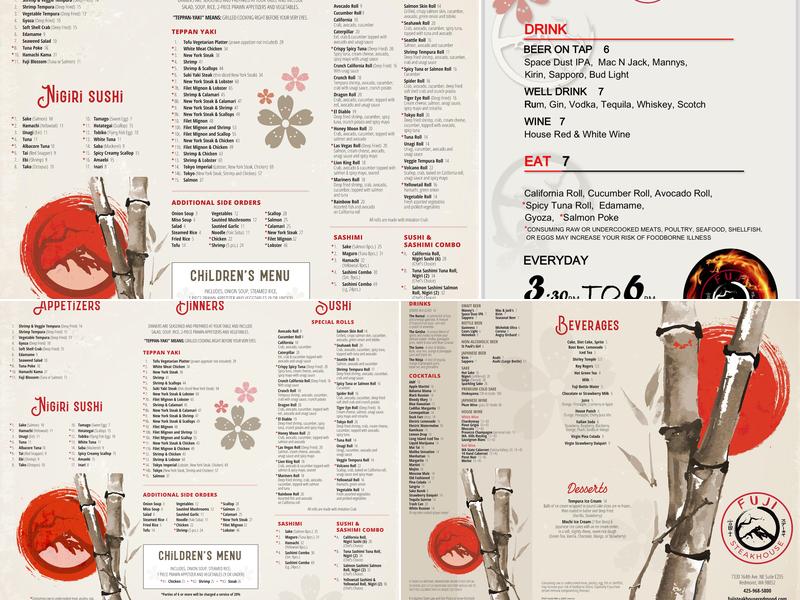 Fuji Steak House Menu