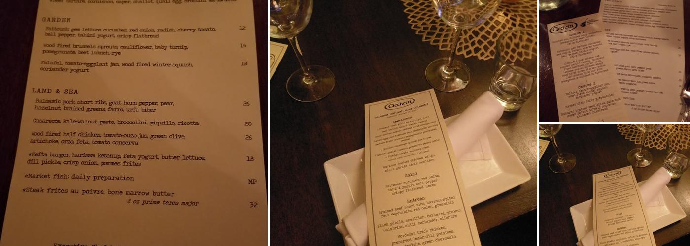 Cicchetti Menu