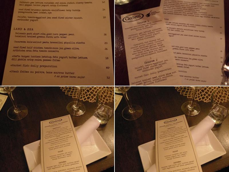 Cicchetti Menu