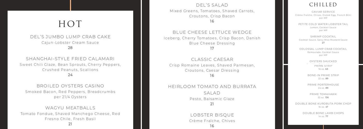 Del Frisco's Double Eagle Steakhouse Menu