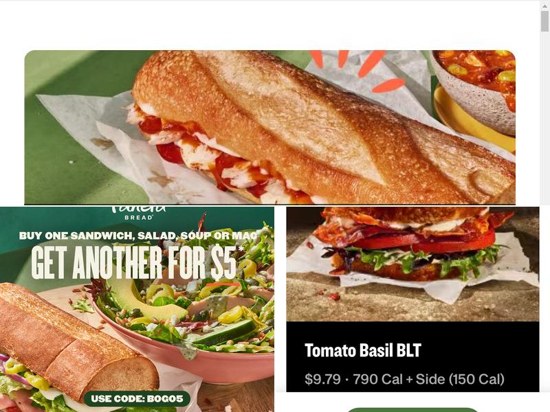Panera Bread Menu