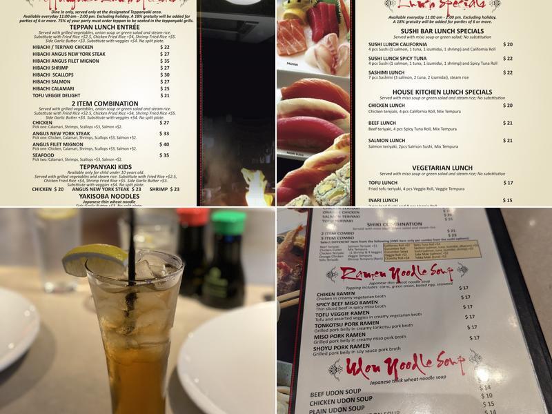 Shiki Sushi Sportsbar Redlands Menu