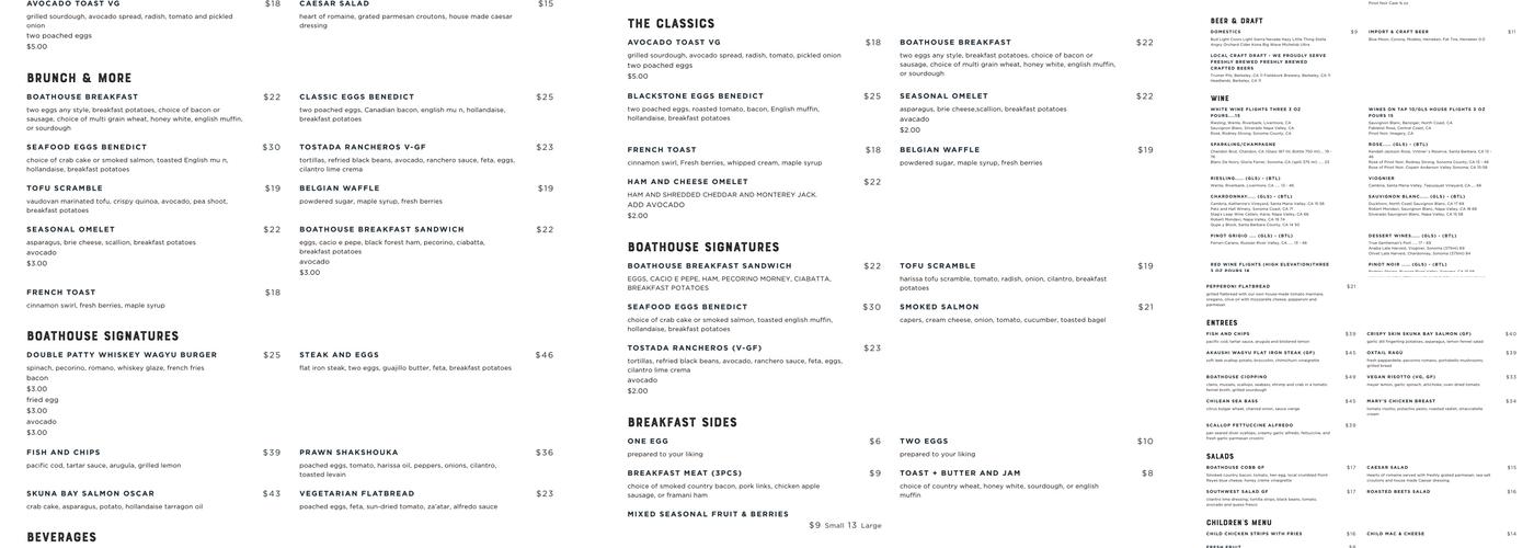 The Berkeley Boathouse Menu