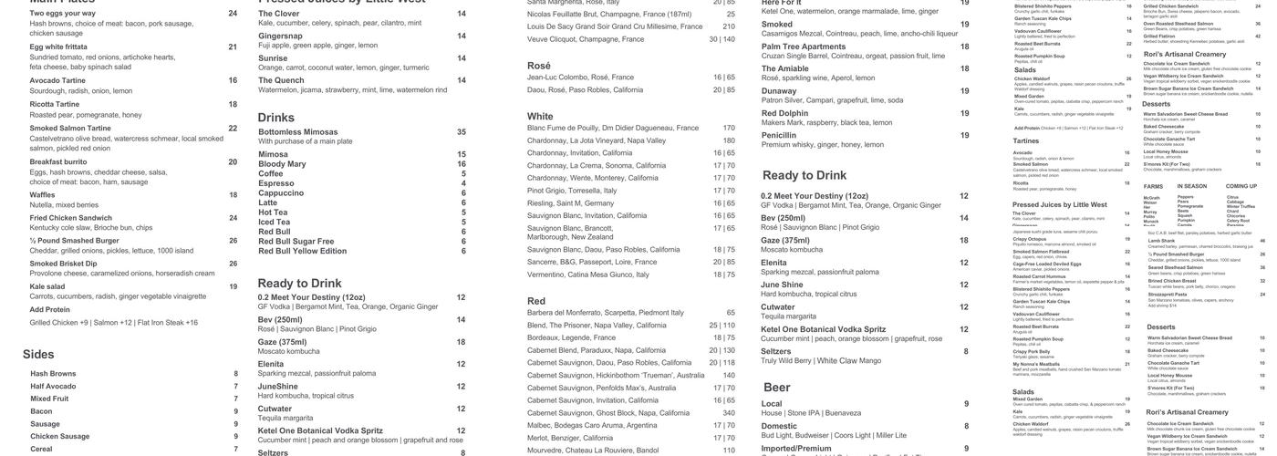 Blue Streak Menu