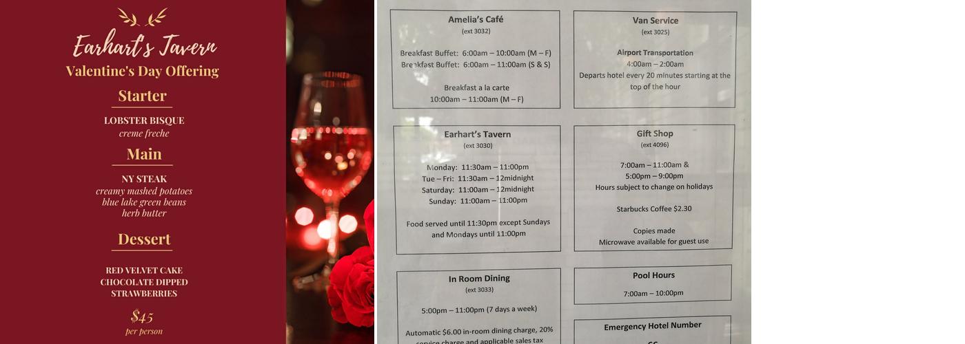 Earhart's Tavern Menu