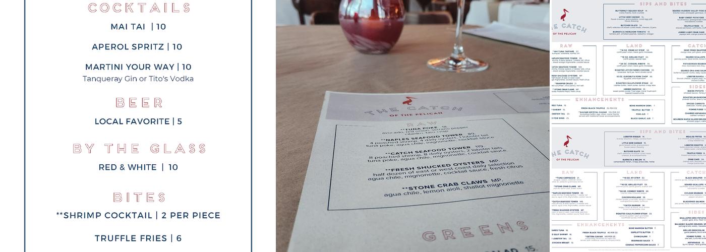 The Catch of the Pelican Menu