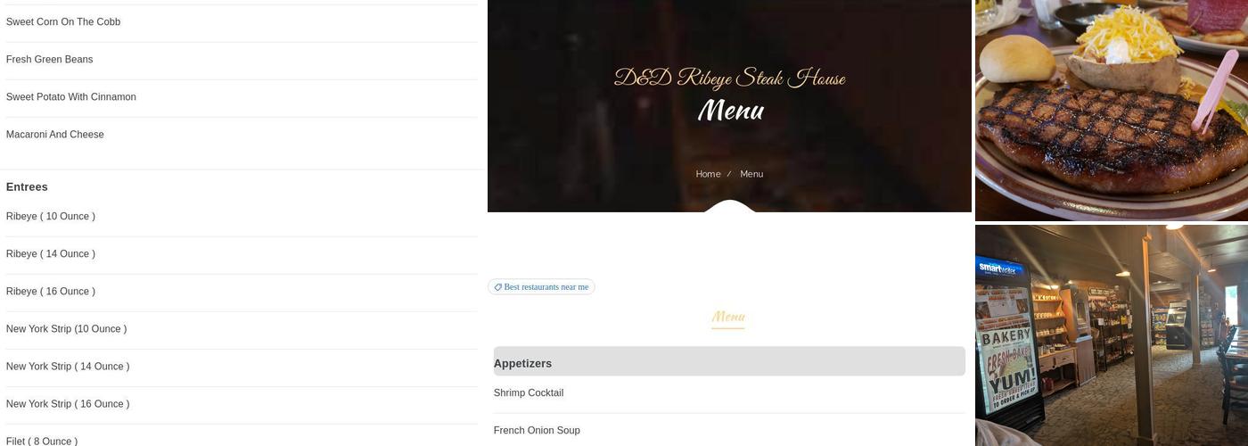 D&D Ribeye Steak House Menu