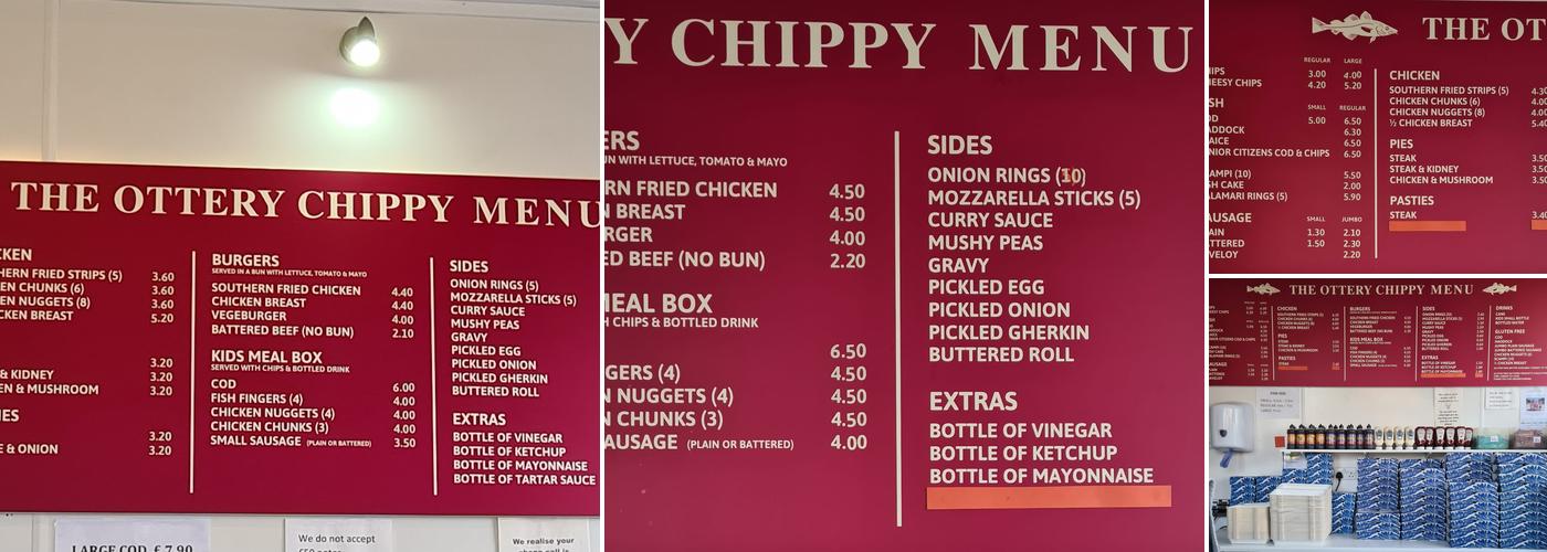 The Ottery Chippy Menu