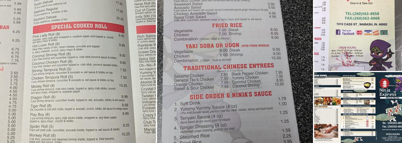 Ninja Express Menu