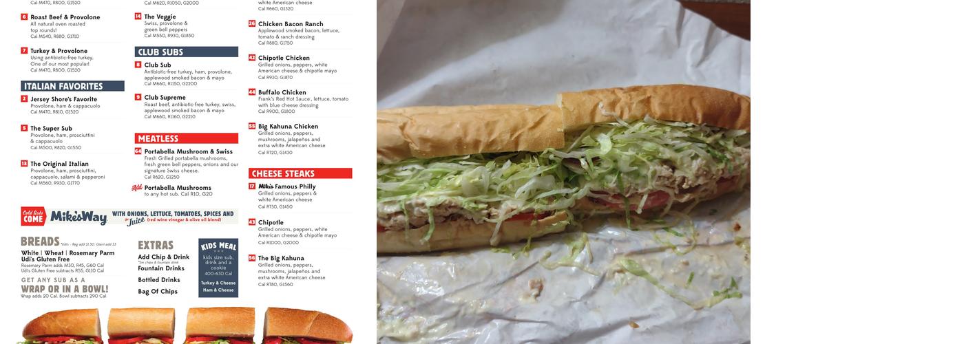 Jersey Mike's Subs Menu