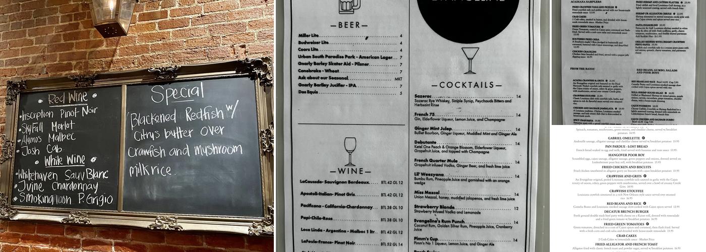 Evangeline Menu