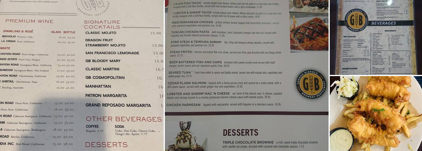 Gordon Biersch Menu