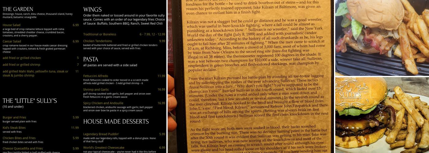 Sully's Menu