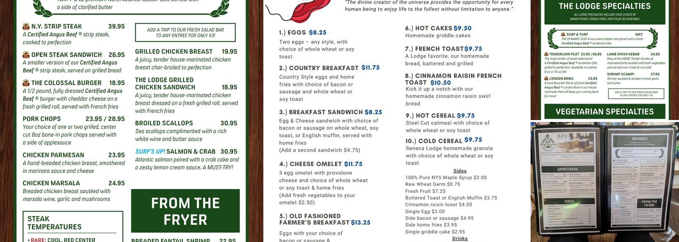 Seneca Lodge Menu