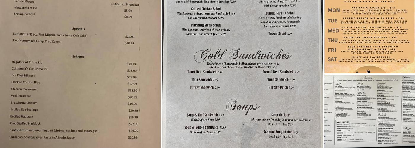 Tomasso's Menu
