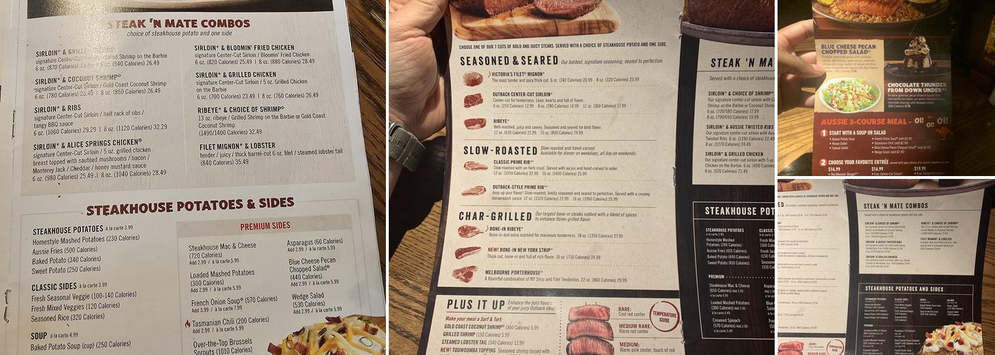 Outback Steakhouse Menu