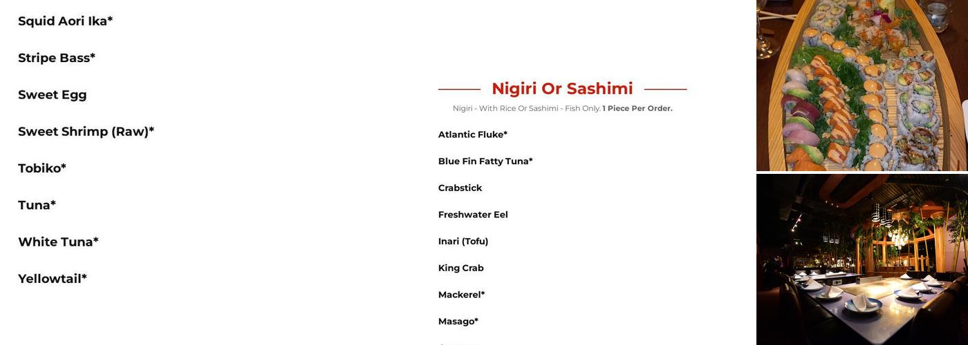 Soho Japanese Bistro Menu