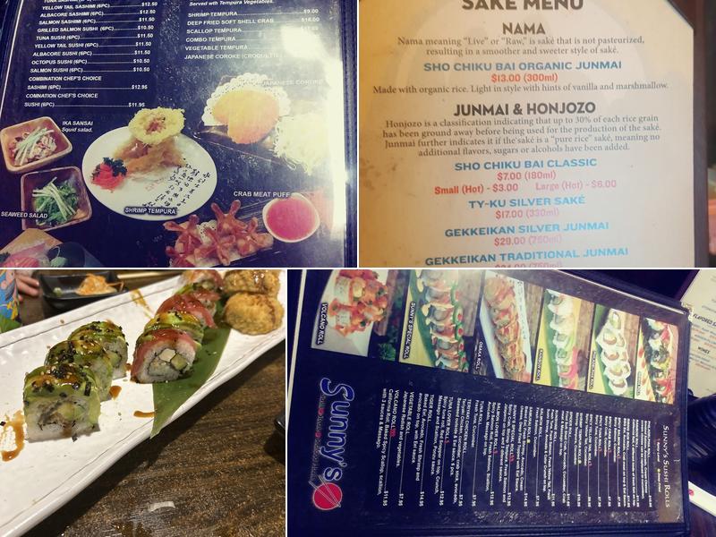 Sunny's Sushi Menu