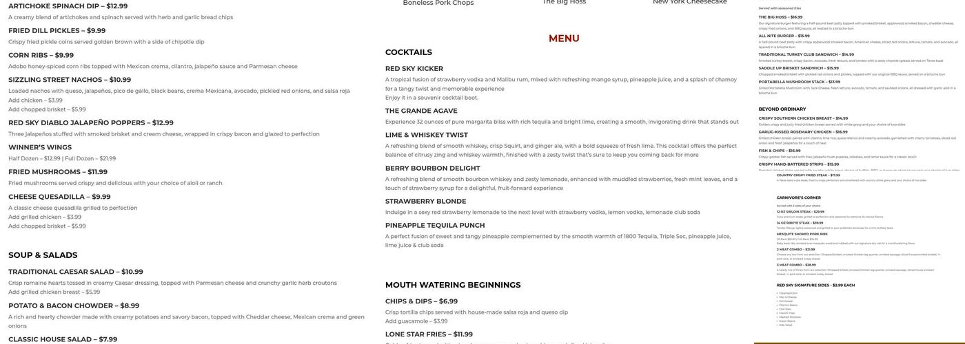 Kickapoo Lucky Eagle Casino Hotel Menu