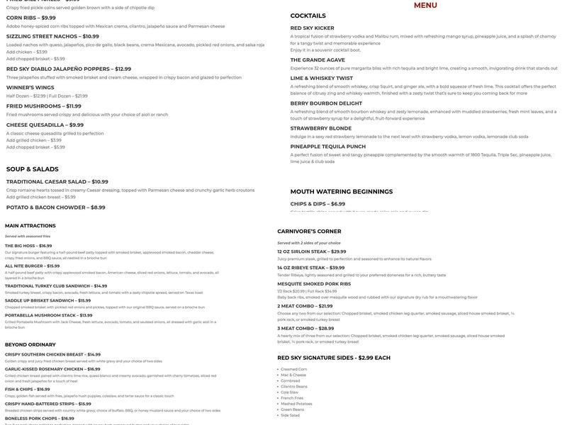 Kickapoo Lucky Eagle Casino Hotel Menu