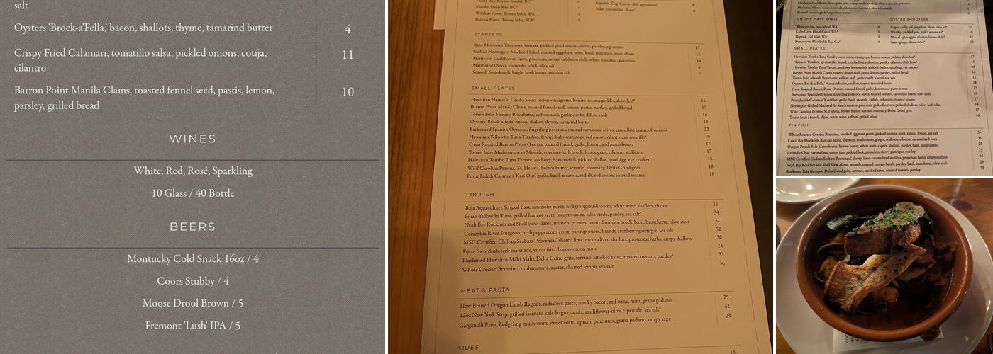 RockCreek Seafood & Spirits Menu