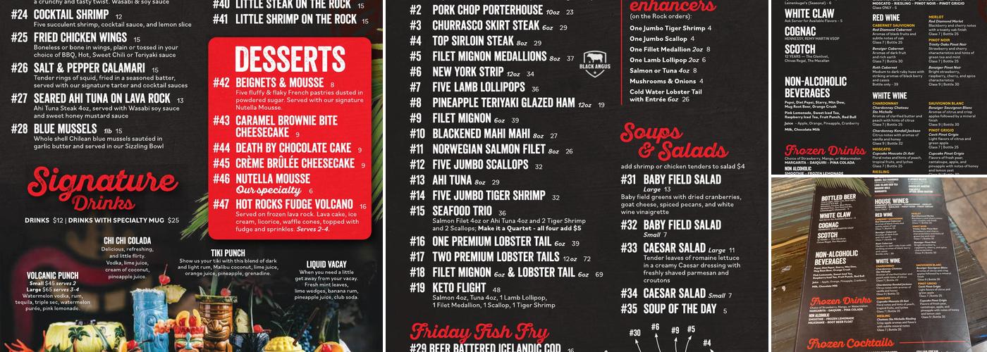 Hot Rocks - Sear. Sizzle. Savor. Menu