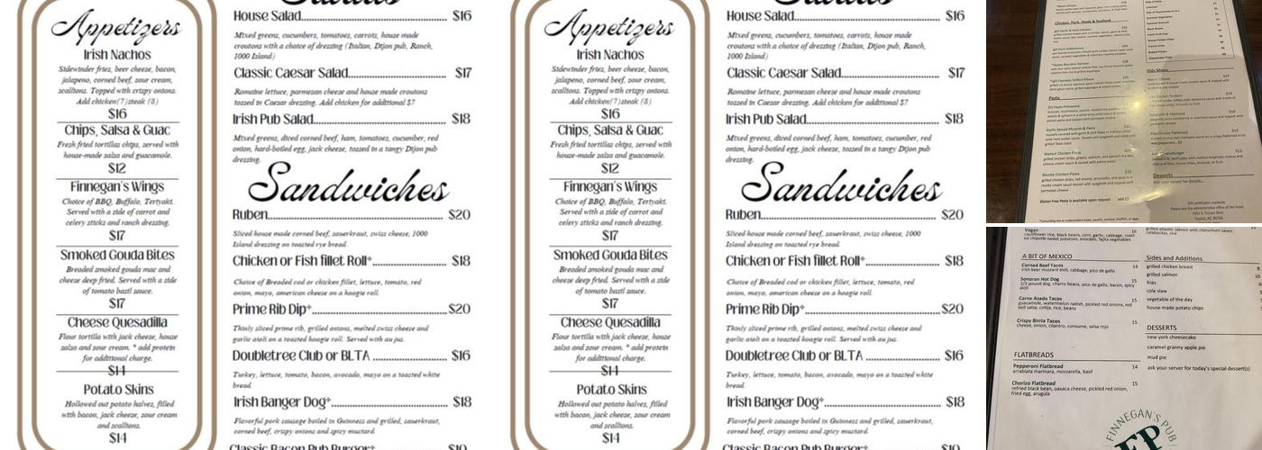 Finnegan's Pub Menu