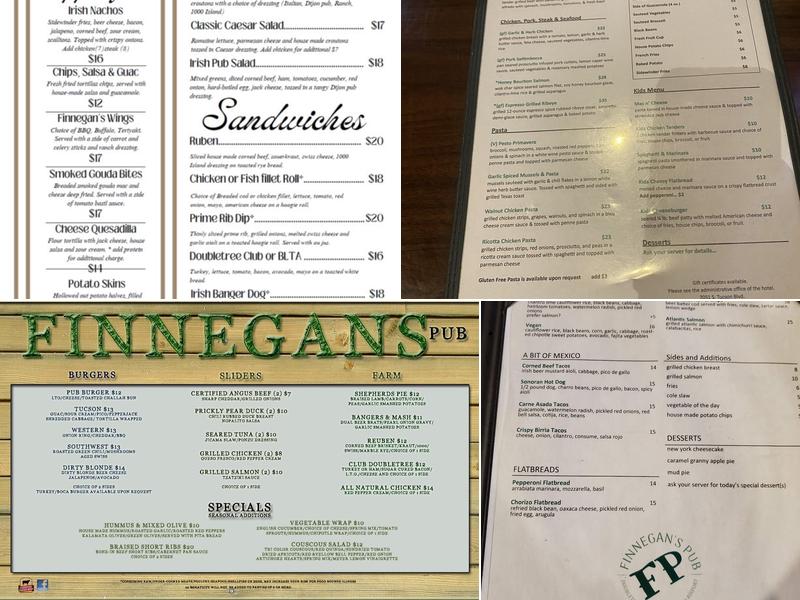 Finnegan's Pub Menu