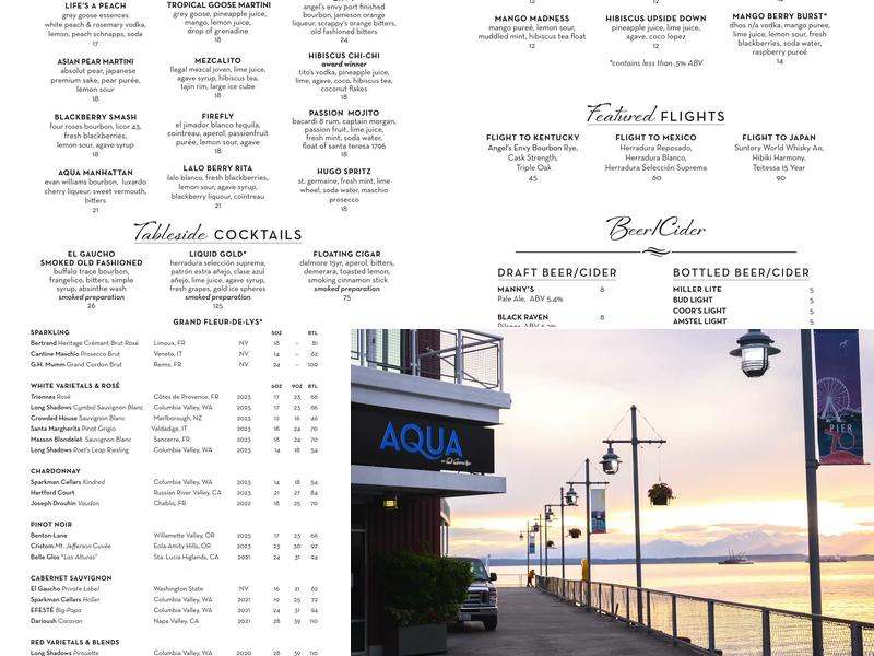 AQUA by El Gaucho Menu