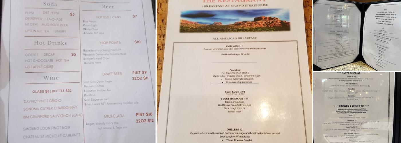 Brian Head Lodge Menu