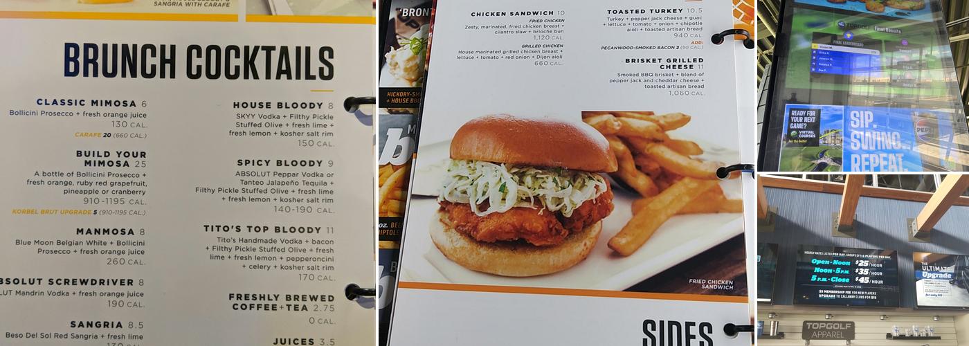 Topgolf Menu