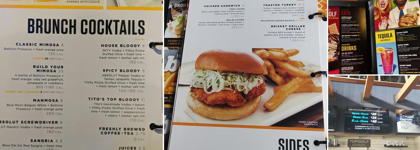 Topgolf Menu