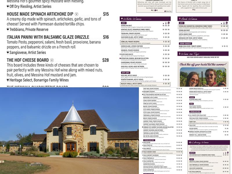 Messina Hof Hill Country Winery Menu