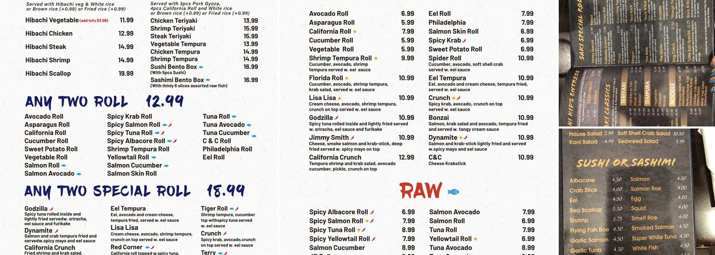 Saki Japanese Kitchen Menu