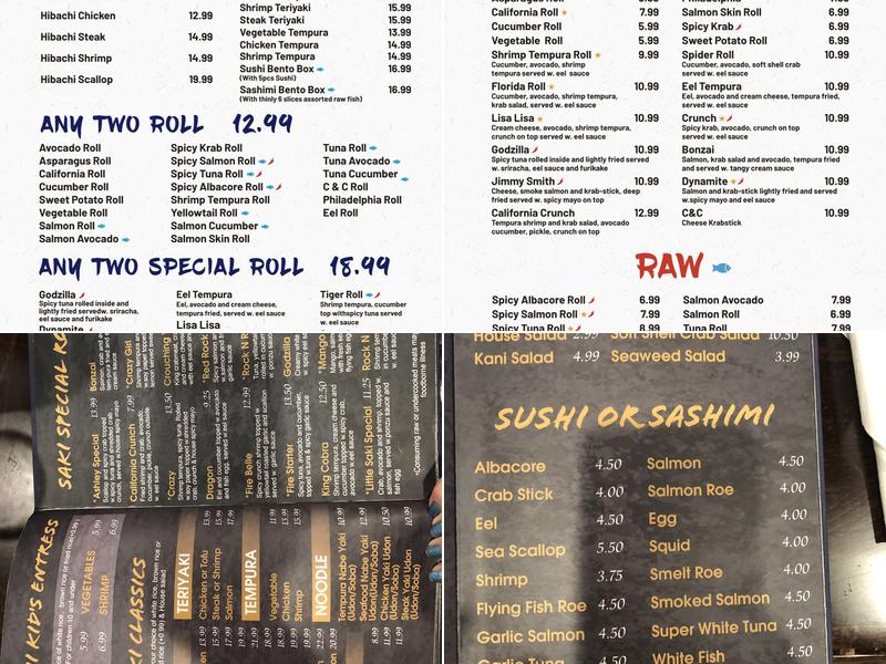 Saki Japanese Kitchen Menu