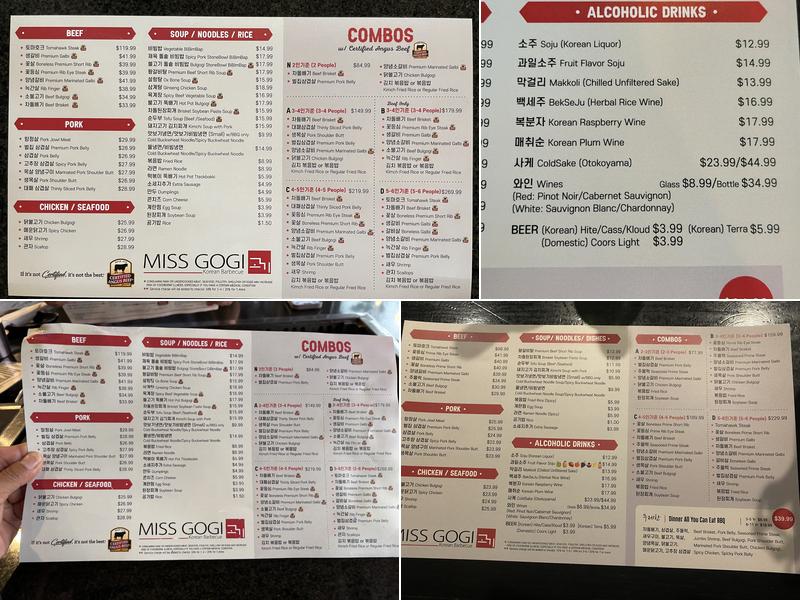Miss Gogi Menu