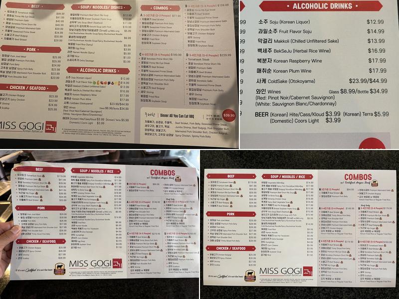 Miss Gogi Menu