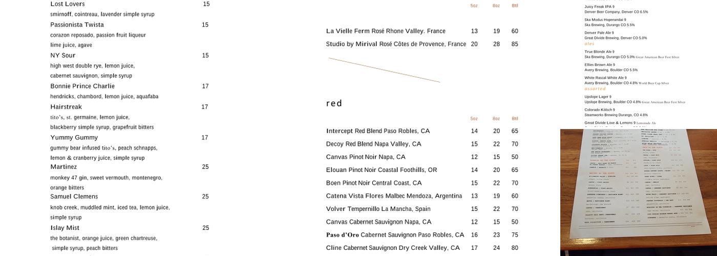 Courier Kitchen & Bar Menu
