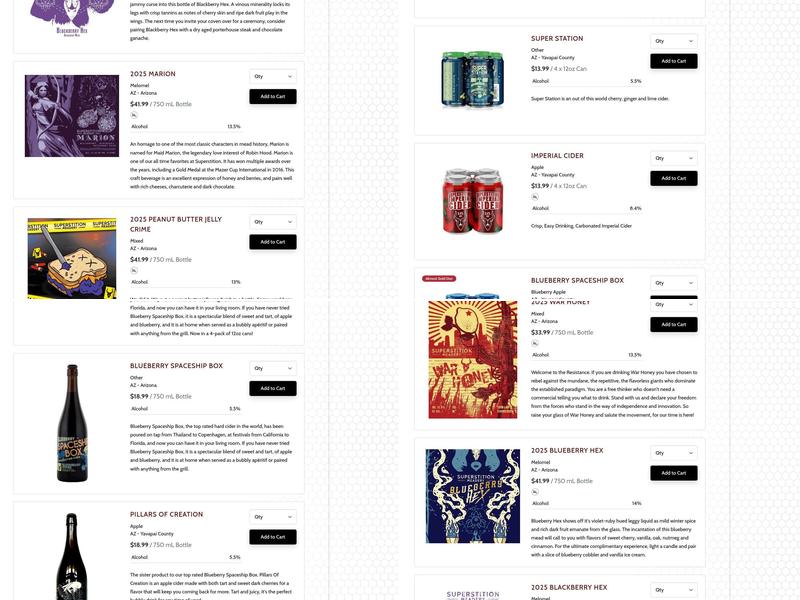 Superstition Meadery Menu