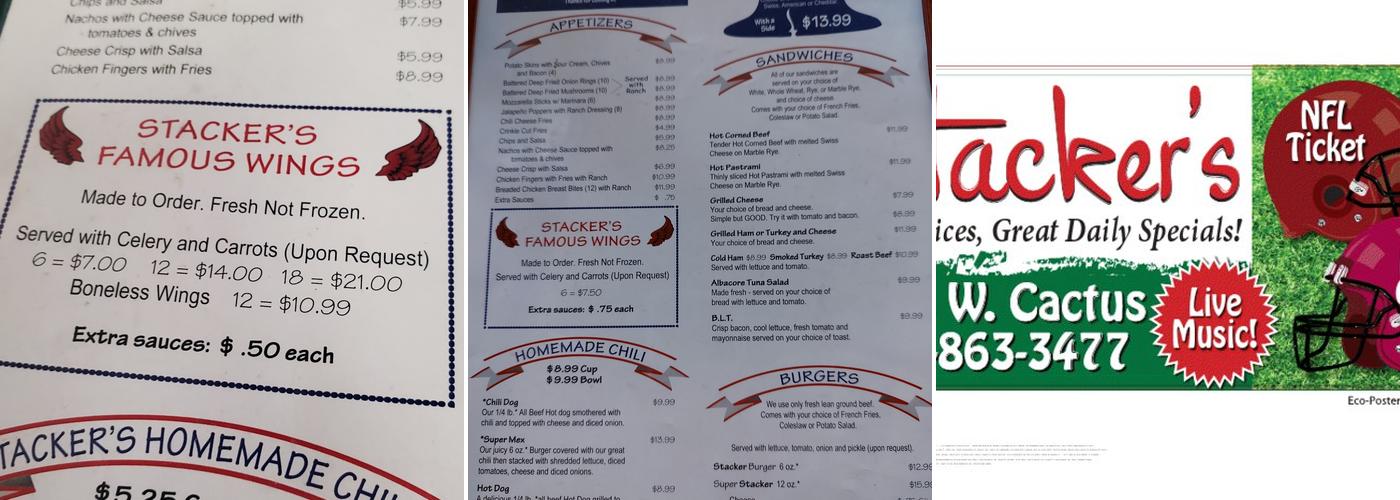 Stackers Restaurant Menu