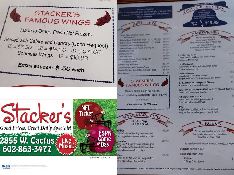 Stackers Restaurant Menu