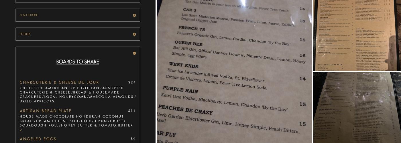 CW's Gin Joint Menu