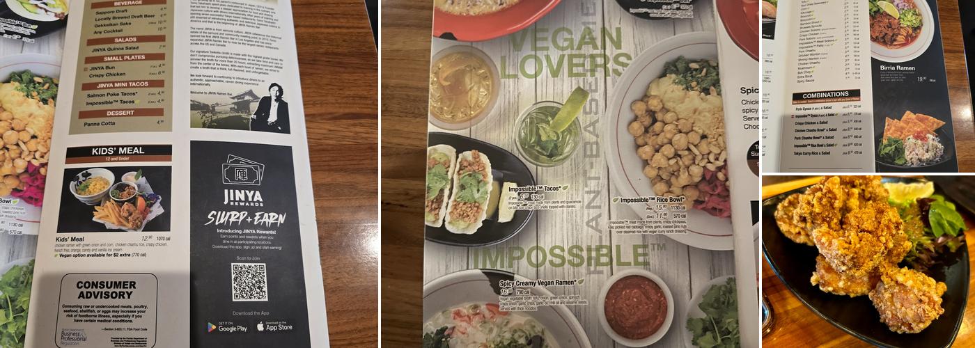 JINYA Ramen Bar - Thornton Park Menu