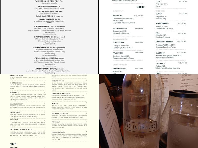 The Old Jailhouse Kitchen & Spirits Menu