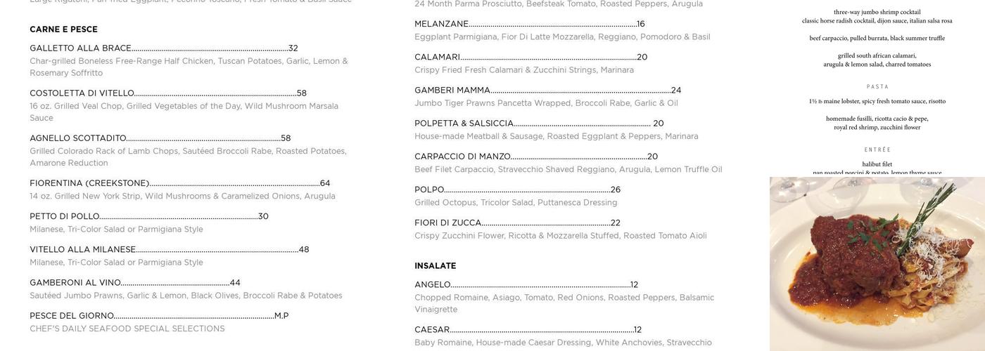 Casa D'Angelo Ristorante Menu