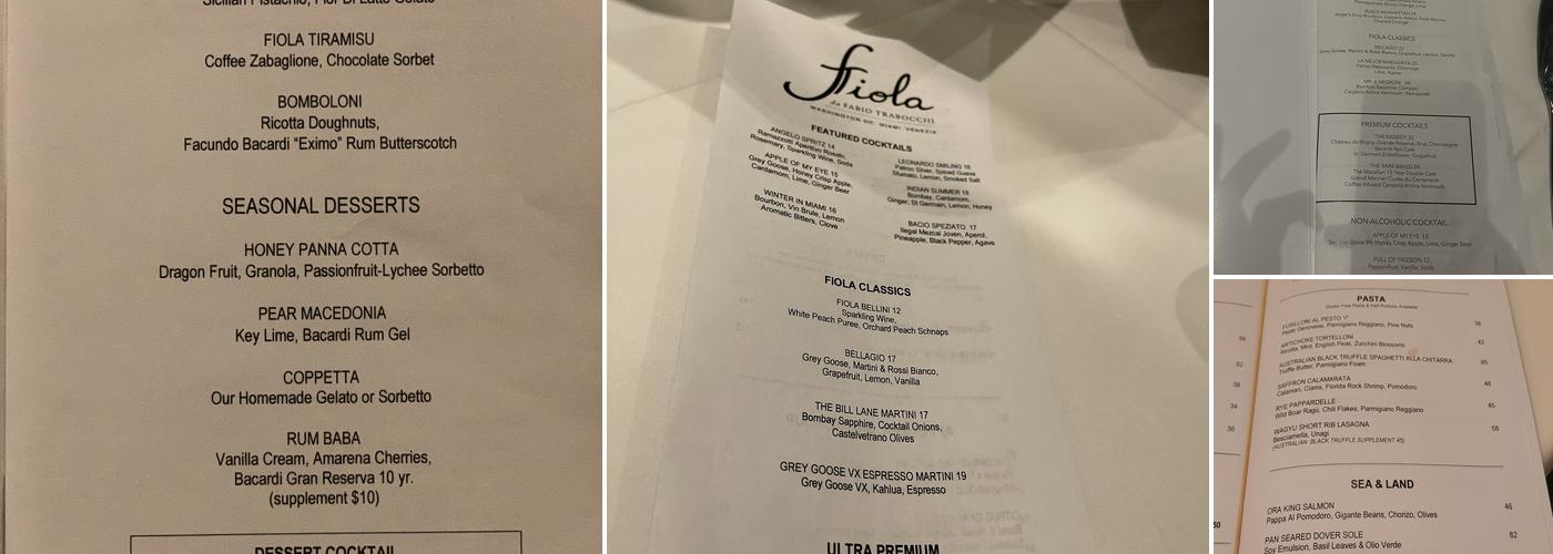 Fiola Miami Menu