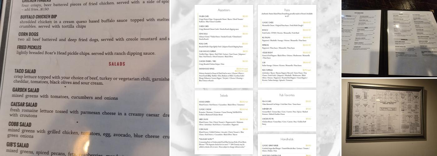 Gibney's Pub Menu
