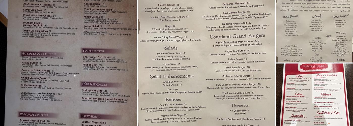 Fandangles Menu
