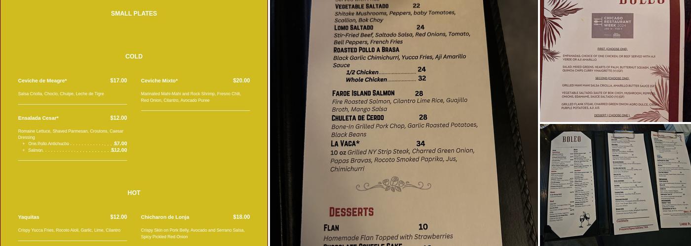 Boleo Menu