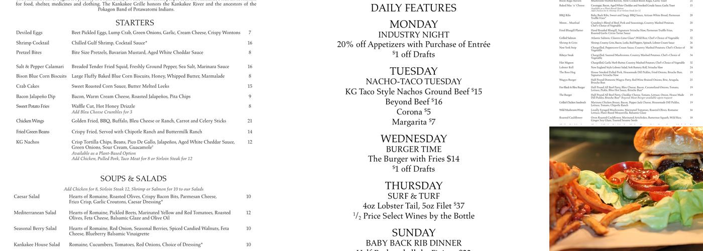 Kankakee Grille South Bend Menu